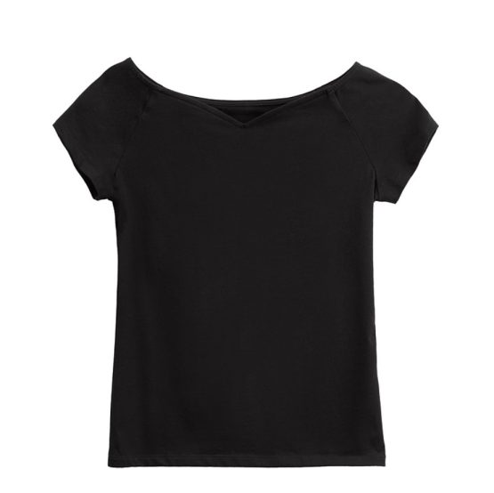 K1090A KosyWear Europe Big V-Neck Blouse 欧洲大V领短袖上衣 - Image 4