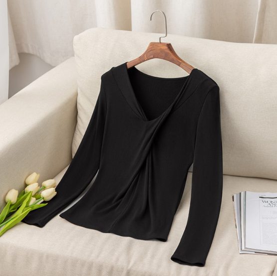 FS449A KosyWear Europe Knit Wear Slim Blouse 欧洲高档针织女装上衣 - Image 3