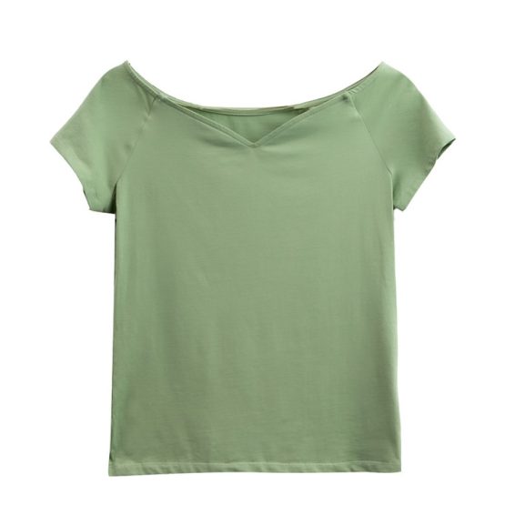 K1090A KosyWear Europe Big V-Neck Blouse 欧洲大V领短袖上衣 - Image 3