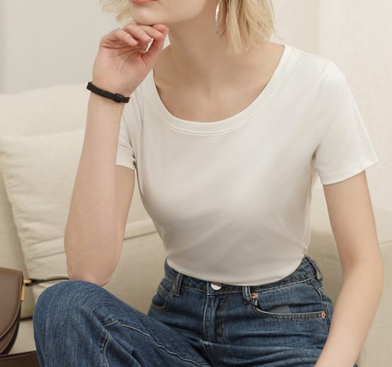 K1055A KosyWear Europe Short Sleeve Blouse 欧美大圆领短袖上衣