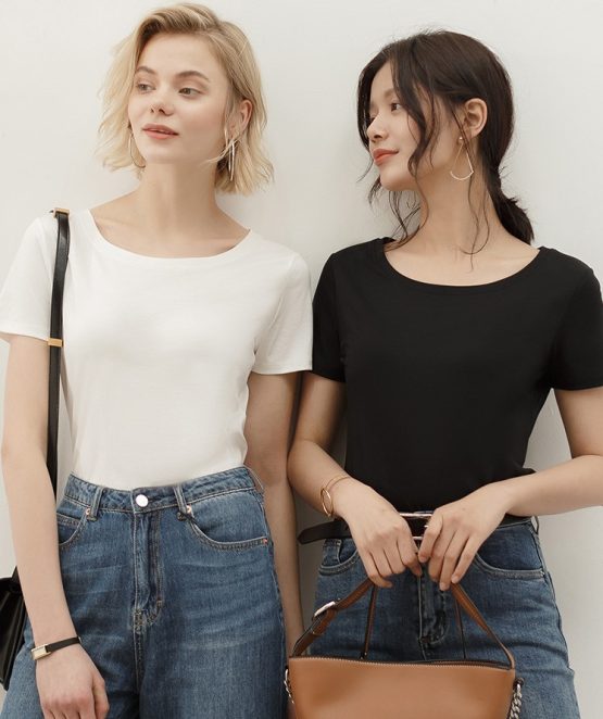 K1055A KosyWear Europe Short Sleeve Blouse 欧美大圆领短袖上衣 - Image 6