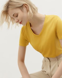 V Neck Yellow