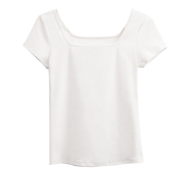 K1087A KosyWear Europe Short Sleeve Blouse 欧美方领短袖上衣 - Image 4